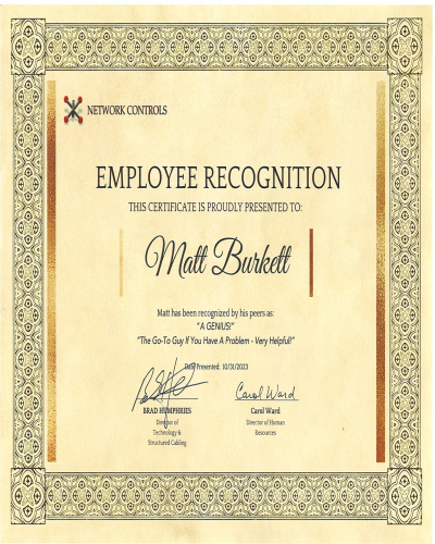 Network Controls Awards